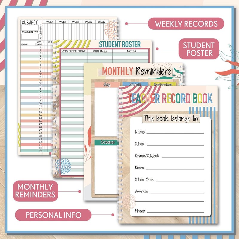 Fuyoooo Teacher Record Book Teacher Grade Books 2026-2027 Spiral Bound Record Planner 2026 Class Grade Book Office Favors for Classroom Attendance Decoration Double Sided(True to You) - Image 3